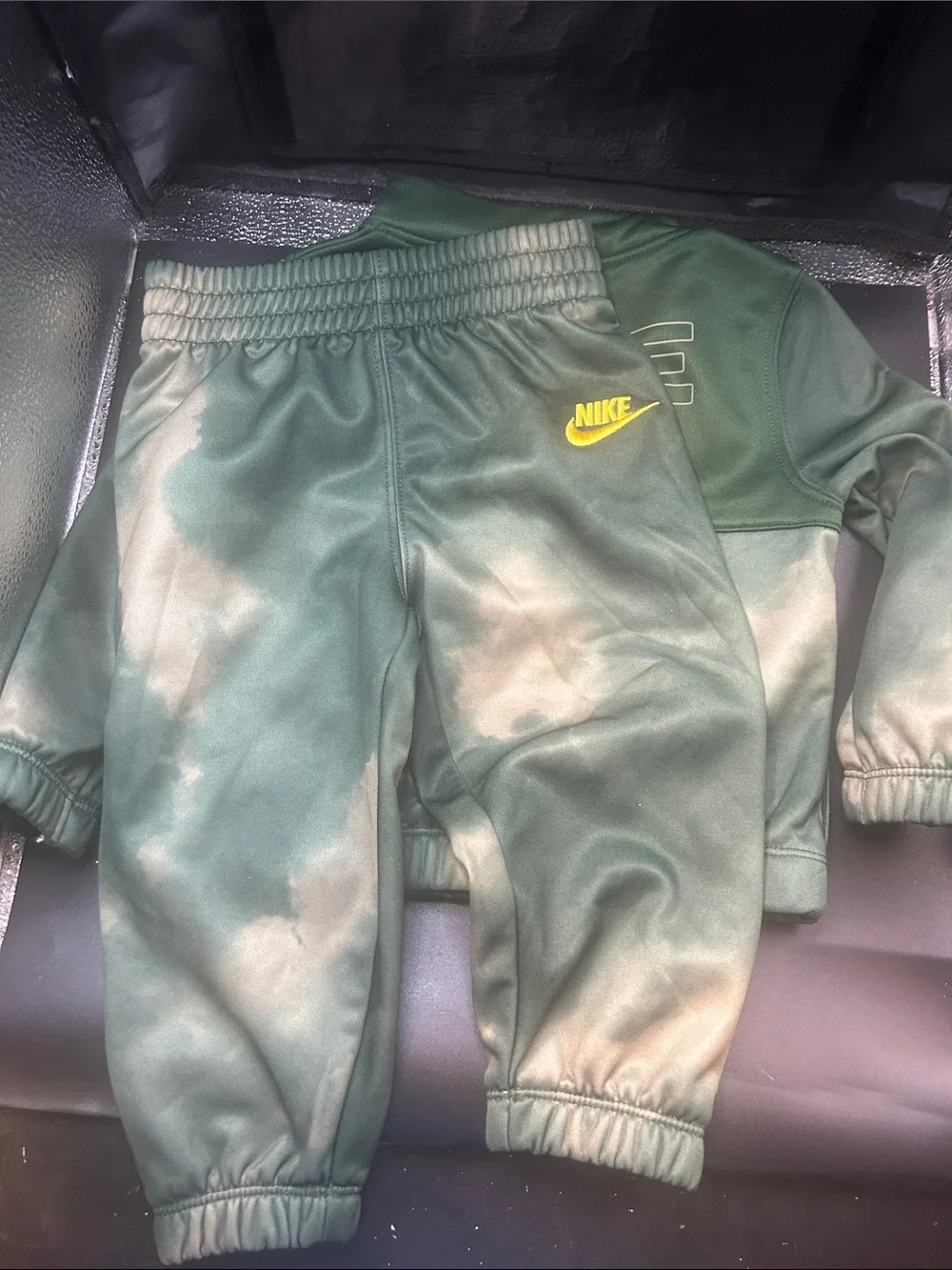 Nike Green Tie-Dye Tracksuit with Yellow Swoosh